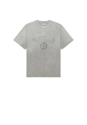 vowels Faded Collegiate Tee in Grey. Size 1. Also in 2, 3, 4.