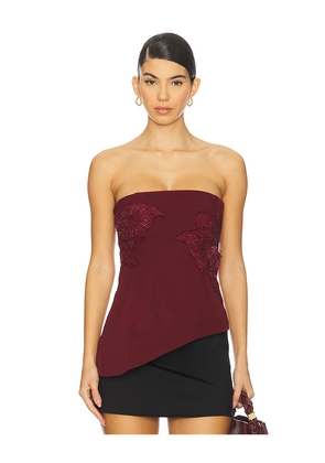 AMUR Ardell Beaded Floral Top in Burgundy. Size 0. Also in 2, 4, 6, 10.