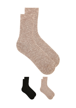WAO Unisex Lifestyle Sock 2 Pack in Beige,Black.