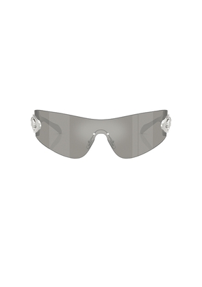 VERSACE Shield Sunglasses in Metallic Silver.