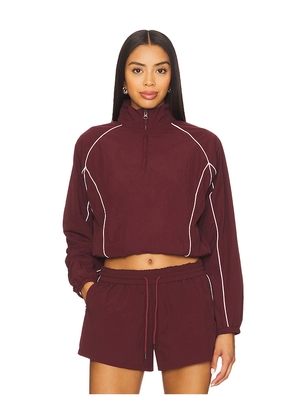WellBeing + BeingWell Tanner Half Zip Jacket in Burgundy. Size S. Also in XS, XXS.