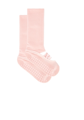 WellBeing + BeingWell Scrunch Ballet Grip Sock in Pink.