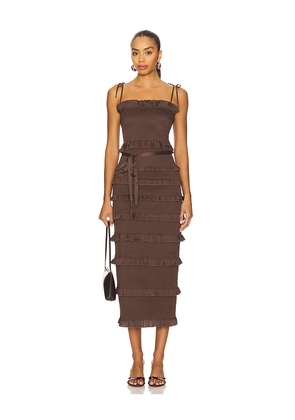 V. Chapman Lily Midi Dress in Chocolate. Size 0. Also in 4, 2, 6, 8, 12.