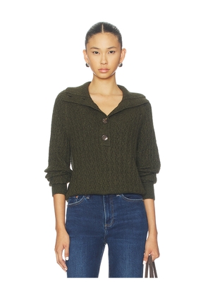 Varley Bridget Half Button Sweater in Olive. Size L. Also in S, XS, M, XL.
