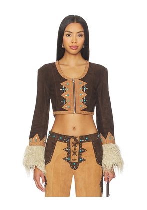 Understated Leather x REVOLVE Record Jacket in Brown. Size L. Also in S, XS, M.