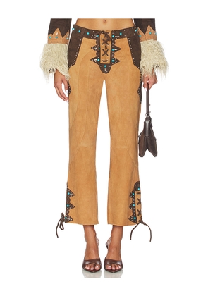 Understated Leather Record Pant in Brown. Size L. Also in M, S.