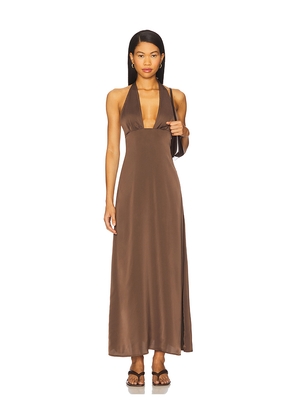 WeWoreWhat x REVOLVE Halter Deep V Maxi in Brown,Chocolate. Size 0. Also in 2.