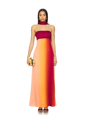 YLLW THE LABEL Vivia Scarf Dress in Orange,Burgundy. Size M. Also in S, XS.