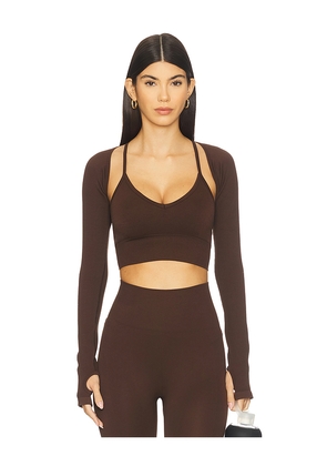 WellBeing + BeingWell Perrie Seamless Shrug in Brown. Size L/XL. Also in S/M, XXS/XS.