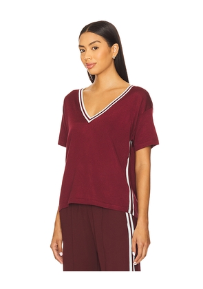 THE UPSIDE Sienna V Neck Tee in Burgundy. Size M. Also in XS, S.