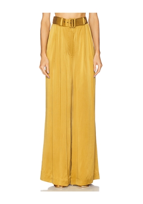 Zimmermann Silk Tuck Pant in Yellow. Size 0/XS. Also in 2/M, 4/XL.