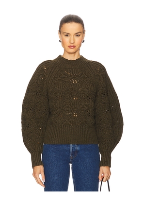 Zimmermann Cable Sweater in Olive. Size 0/XS. Also in 1/S, 2/M, 3/L.