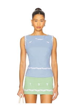 YLLW THE LABEL Marie Tank Top in Baby Blue. Size L. Also in XS, M.