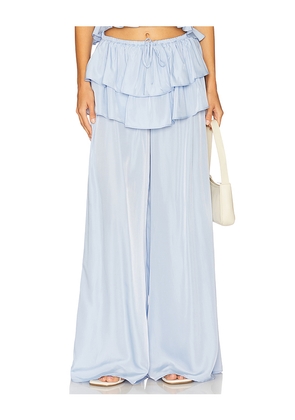WeWoreWhat Ruffle Waist Flare Pant in Blue. Size L. Also in XS, S, M.