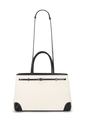 VERAFIED Canvas Book 33 Tote in Cream.