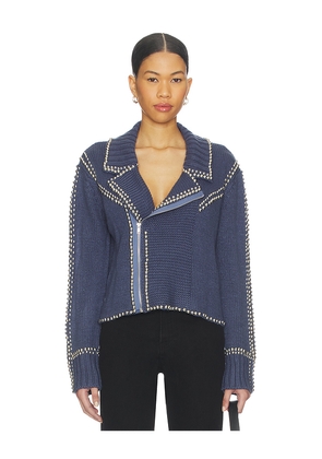 Understated Leather Cropped Moto Robe in Slate. Size L/XL. Also in XS/S, M/L.