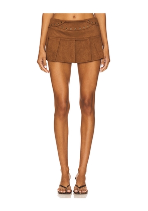 Zemeta Suede Attic Box Skirt in Brown. Size L. Also in M, S, XS.