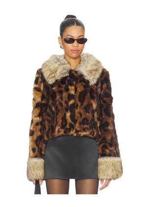 Unreal Fur Hidden Tiger Jacket in Brown. Size L. Also in M, S, XS.