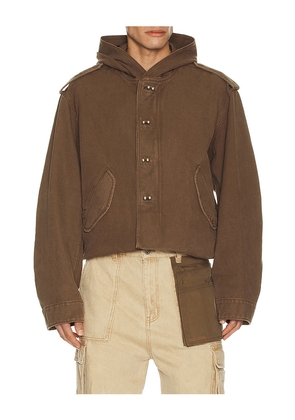 WE11DONE Folded Shortened Jacket in Brown. Size L. Also in S, M, XL/1X.