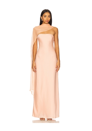 YLLW THE LABEL Vitoria Cape Dress in Peach. Size L. Also in M.