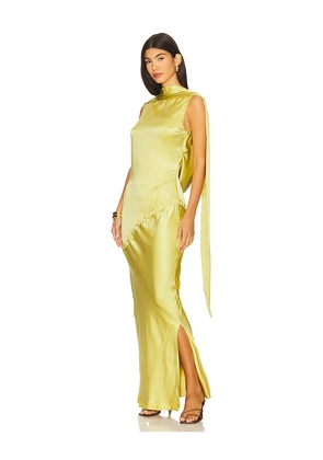 YLLW THE LABEL Nina Silk Dress in Green. Size M. Also in S, XS.