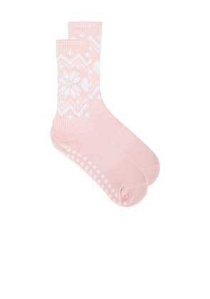 WellBeing + BeingWell Fair Isle Grip Sock in Pink.