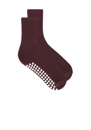 WellBeing + BeingWell Tube Grip Sock in Burgundy.