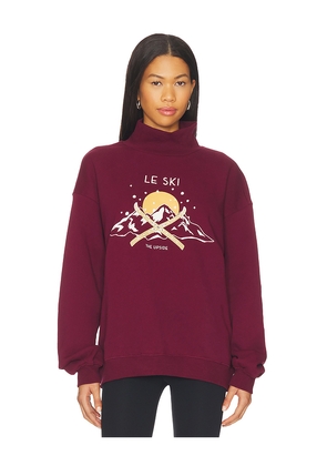THE UPSIDE Le Ski Clementine Crew Sweatshirt in Burgundy. Size L. Also in XS, S, M.