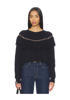 THE UPSIDE Clara Tassle Knit Sweater in Navy. Size L. Also in XS, S, M.
