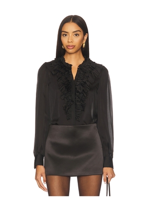 Ulla Johnson Rouen Silk Long Sleeve Blouse in Black. Size 0. Also in 4, 6, 8, 10, 12.