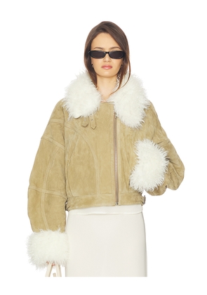 Vaillant Aviator Jacket Suede Leather in Beige. Size 36. Also in 40.