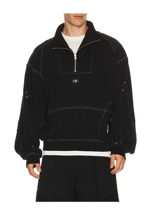 UPRISERS UPRS Floral Eyelet Half Zip in Black. Size L. Also in M, S, XL/1X.