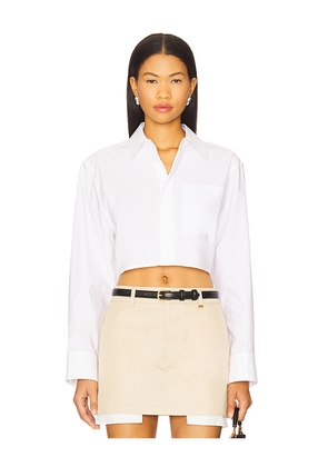 WE11DONE Cropped Shirt in White. Size L. Also in M.