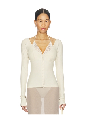 Vaillant Ribbed Jersey Cardigan in Ivory. Size 34. Also in 36, 38, 40.