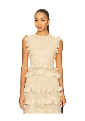 Zimmermann Lace Frill Halter Top in Metallic Gold. Size 0/XS. Also in 4/XL.