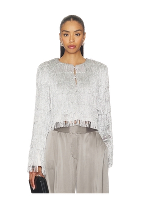 Unreal Fur Copacabana Jacket in Metallic Silver. Size L. Also in XS, M.