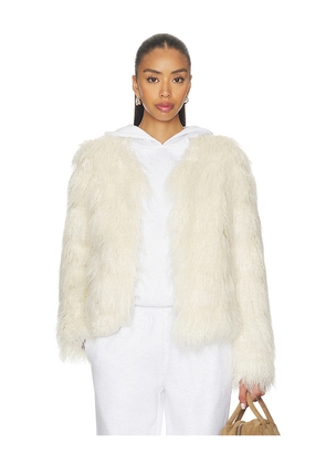 Unreal Fur Sphere Jacket in Cream. Size L. Also in XS, S, M.