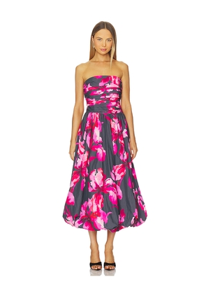 AMUR Helena Bubble Midi Dress in Black. Size 0. Also in 2, 4, 6, 8, 10.