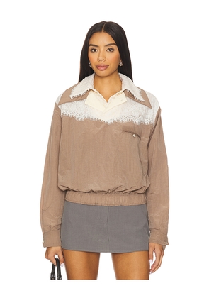 Yuhan Wang Retro Western Lace Pullover Top in Beige. Size L. Also in S, M, XL.