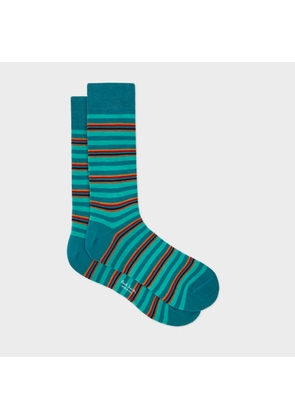 Paul Smith Turquoise 'Artist Stripe' Placement Socks Green