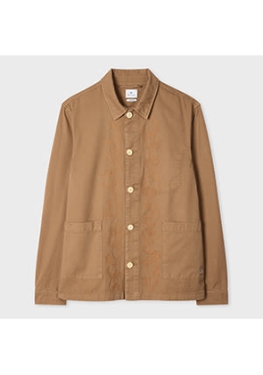 PS Paul Smith Tan Embroidered-Floral Cotton Work Jacket Brown