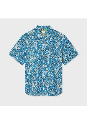 PS Paul Smith Blue 'Field Floral' Cotton Seersucker Shirt