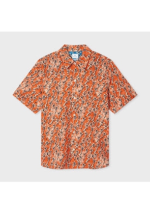 PS Paul Smith Orange 'Field Floral' Cotton Seersucker Shirt