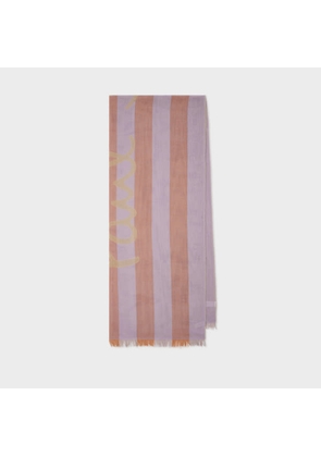 Paul Smith Women's Lilac Stripe Cotton Logo Scarf Purple