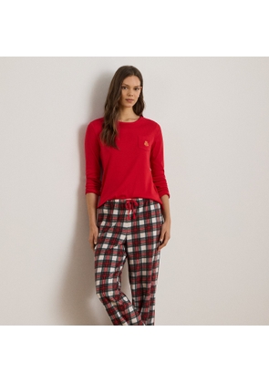 Plaid Fleece Rib-Knit Pyjama Set