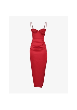 Womens House of CB Flora Corseted Satin Crepe Maxi Dress