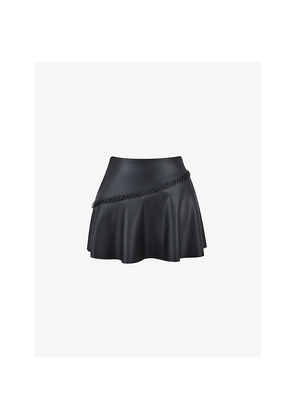 Womens House of CB Nova Braided-Trim Faux-Leather Mini Skirt