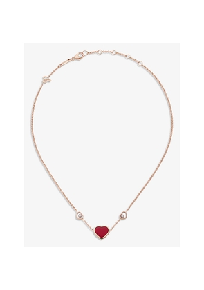 Chopard Happy Hearts 18ct Rose-Gold, 0.1ct Diamond and Red-Stone Necklace