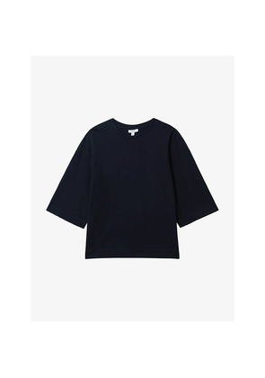 Womens Reiss Cassie Cropped Oversized Cotton T-Shirt
