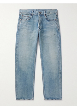 SAINT LAURENT - Straight-Leg Distressed Jeans - Men - Blue - UK/US 28